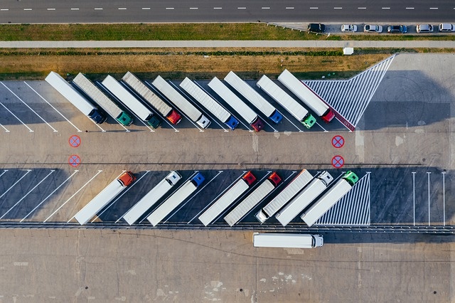 Trucks aerial view